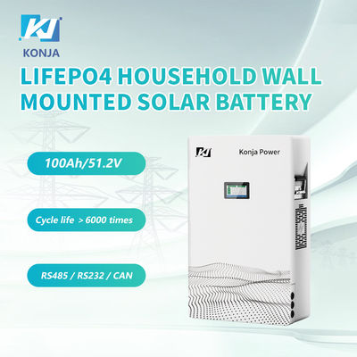 Un buen precio. Celular de batería de alta calidad de ciclo profundo KonJa 51.2v 100Ah 5.12kWh LiFePO4 Batería solar doméstica montada en la pared en línea
